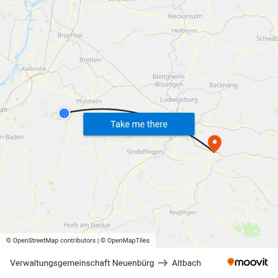 Verwaltungsgemeinschaft Neuenbürg to Altbach map