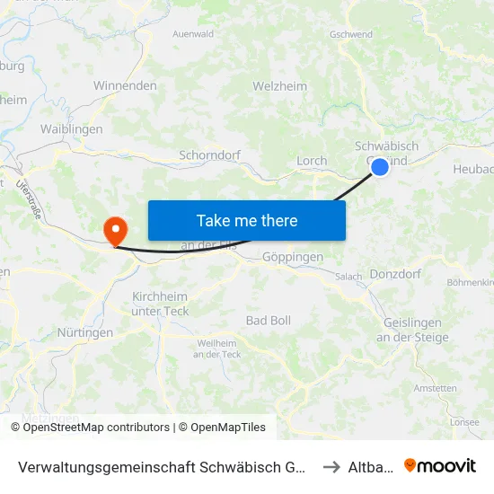 Verwaltungsgemeinschaft Schwäbisch Gmünd to Altbach map