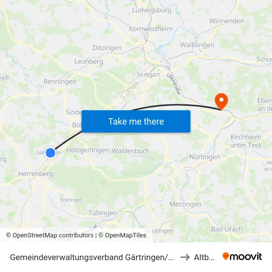 Gemeindeverwaltungsverband Gärtringen/Ehningen to Altbach map