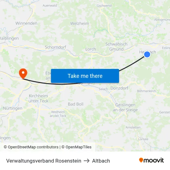 Verwaltungsverband Rosenstein to Altbach map