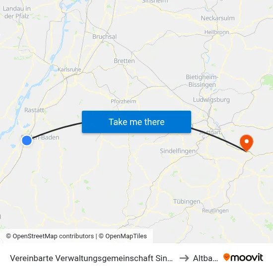 Vereinbarte Verwaltungsgemeinschaft Sinzheim to Altbach map