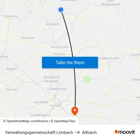 Verwaltungsgemeinschaft Limbach to Altbach map