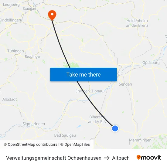 Verwaltungsgemeinschaft Ochsenhausen to Altbach map