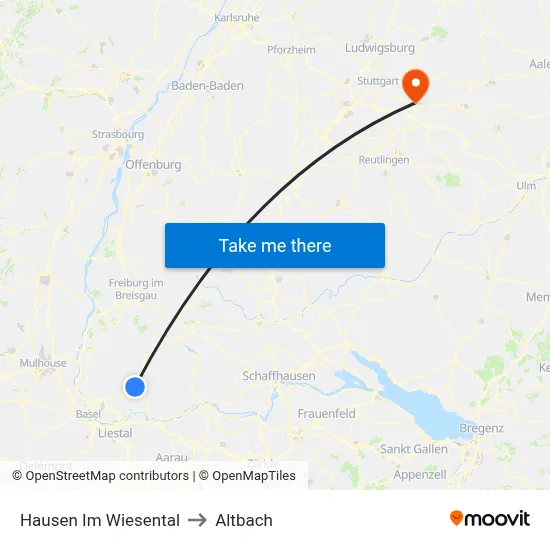 Hausen Im Wiesental to Altbach map