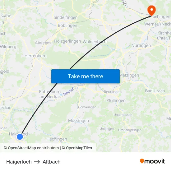 Haigerloch to Altbach map