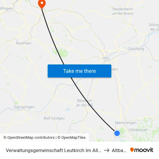 Verwaltungsgemeinschaft Leutkirch Im Allgäu to Altbach map