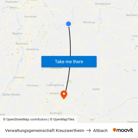 Verwaltungsgemeinschaft Kreuzwertheim to Altbach map