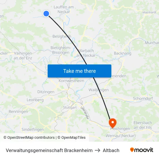 Verwaltungsgemeinschaft Brackenheim to Altbach map