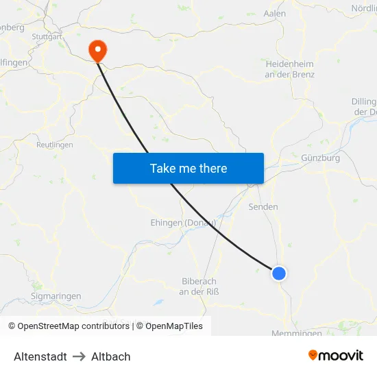 Altenstadt to Altbach map