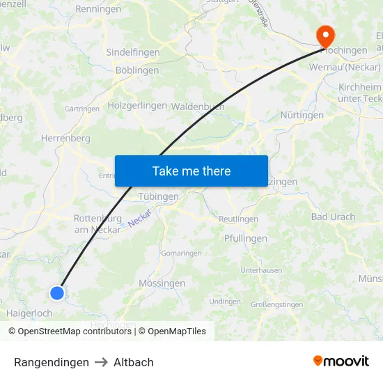 Rangendingen to Altbach map