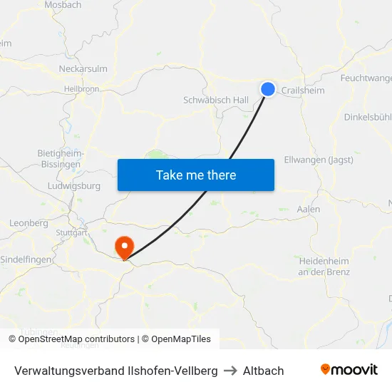 Verwaltungsverband Ilshofen-Vellberg to Altbach map