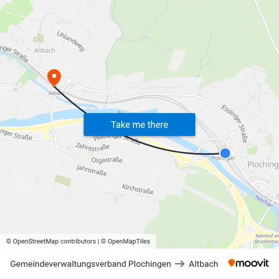Gemeindeverwaltungsverband Plochingen to Altbach map