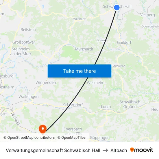 Verwaltungsgemeinschaft Schwäbisch Hall to Altbach map