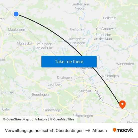 Verwaltungsgemeinschaft Oberderdingen to Altbach map