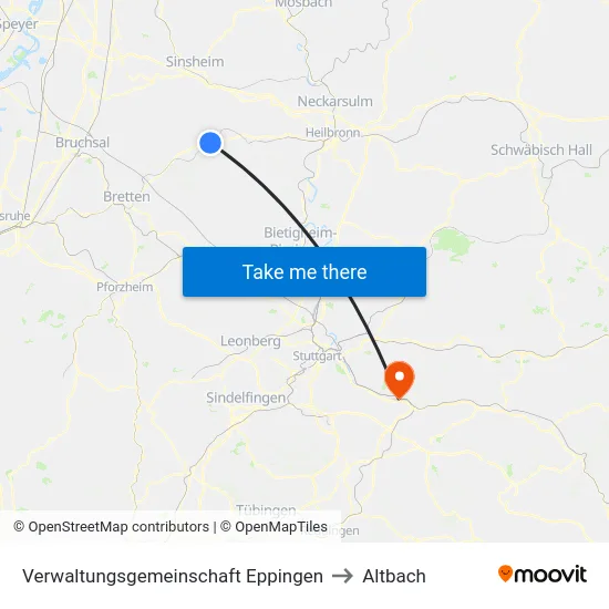 Verwaltungsgemeinschaft Eppingen to Altbach map