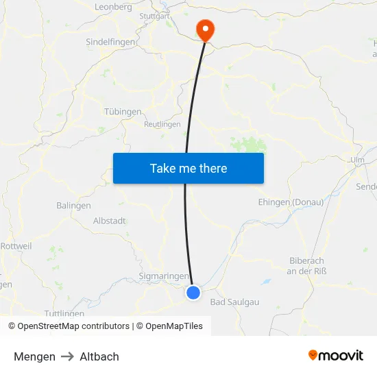 Mengen to Altbach map