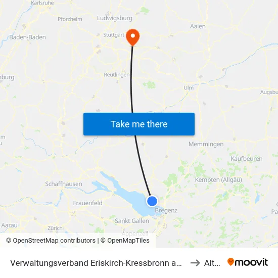 Verwaltungsverband Eriskirch-Kressbronn am Bodensee-Langenargen to Altbach map