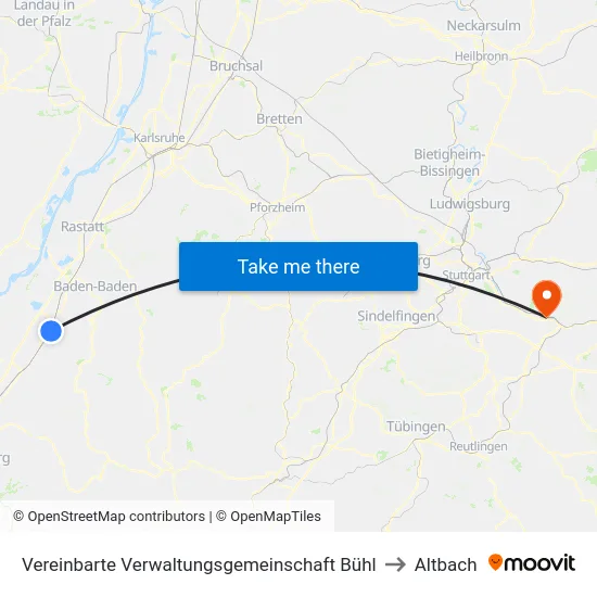 Vereinbarte Verwaltungsgemeinschaft Bühl to Altbach map