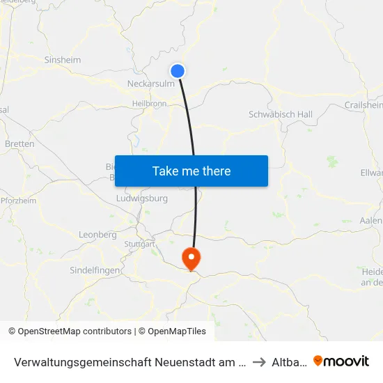 Verwaltungsgemeinschaft Neuenstadt am Kocher to Altbach map