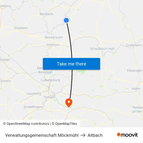 Verwaltungsgemeinschaft Möckmühl to Altbach map