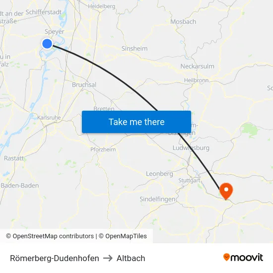 Römerberg-Dudenhofen to Altbach map