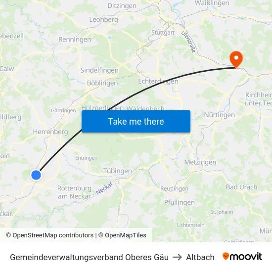 Gemeindeverwaltungsverband Oberes Gäu to Altbach map