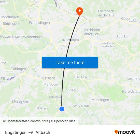 Engstingen to Altbach map