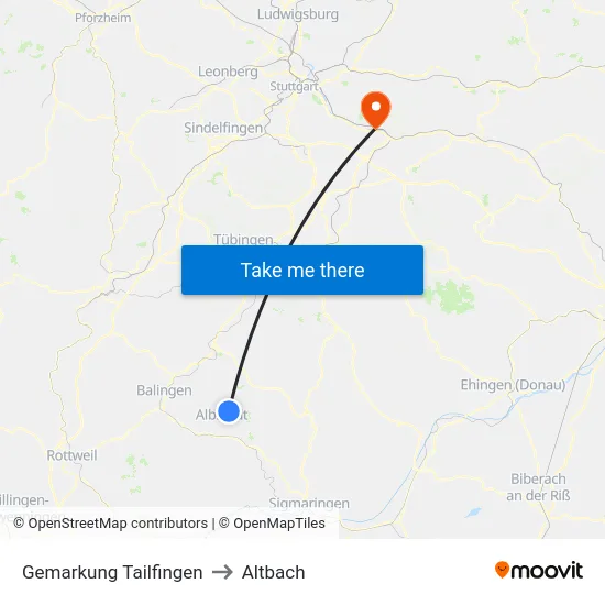 Gemarkung Tailfingen to Altbach map