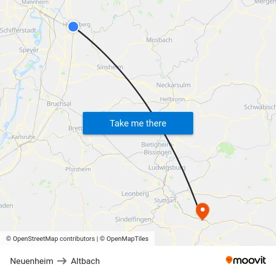 Neuenheim to Altbach map
