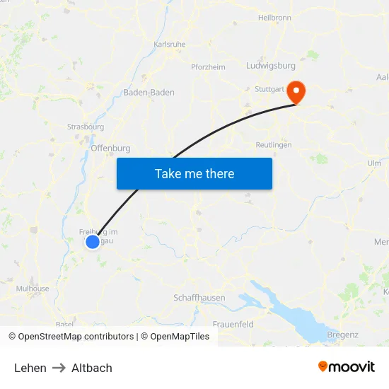 Lehen to Altbach map