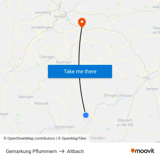 Gemarkung Pflummern to Altbach map
