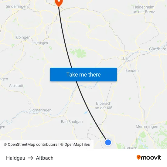 Haidgau to Altbach map