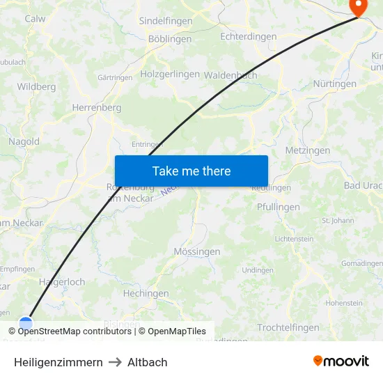 Heiligenzimmern to Altbach map