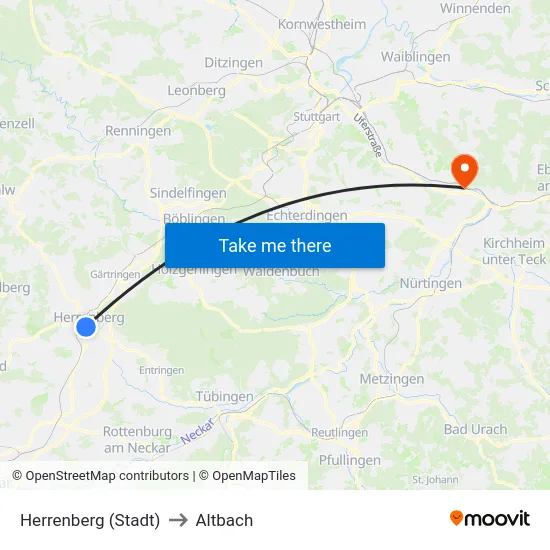 Herrenberg (Stadt) to Altbach map