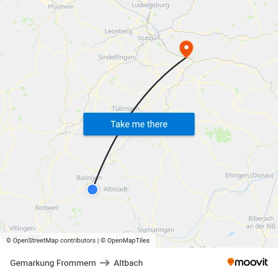 Gemarkung Frommern to Altbach map