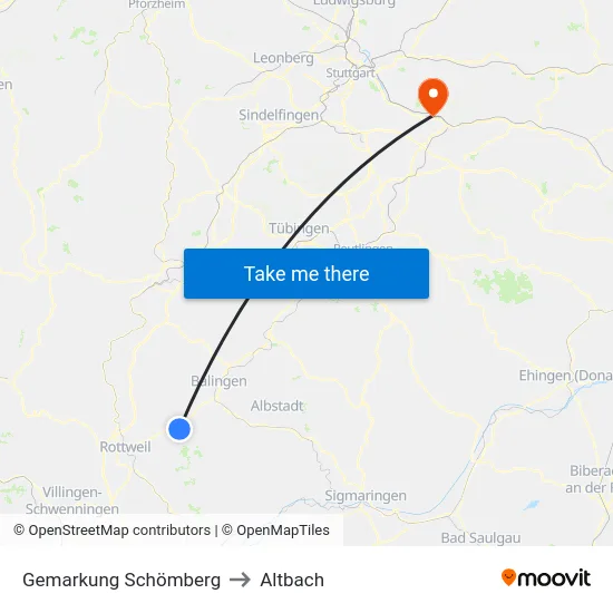 Gemarkung Schömberg to Altbach map