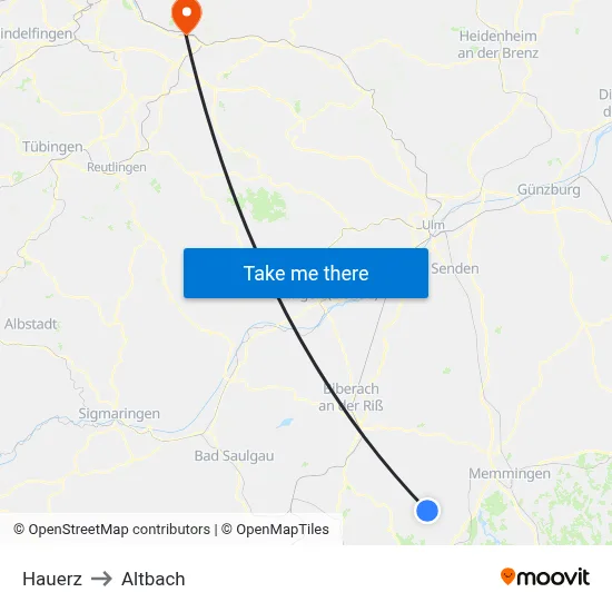 Hauerz to Altbach map