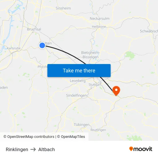 Rinklingen to Altbach map