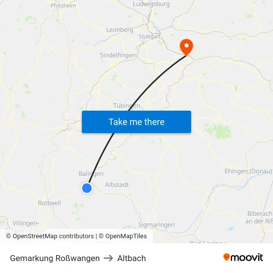Gemarkung Roßwangen to Altbach map