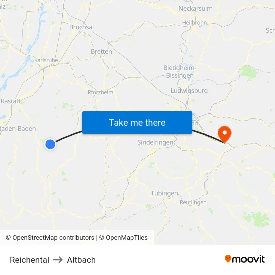 Reichental to Altbach map