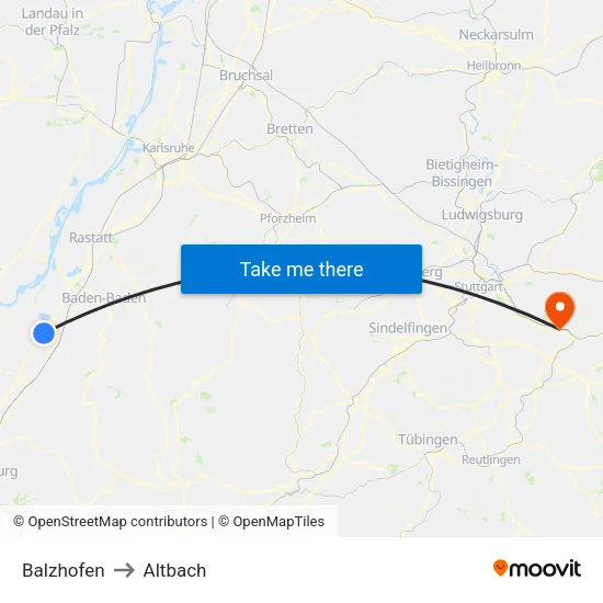 Balzhofen to Altbach map