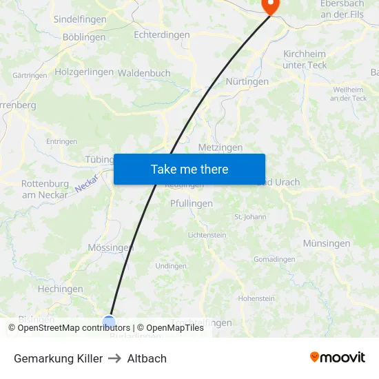 Gemarkung Killer to Altbach map