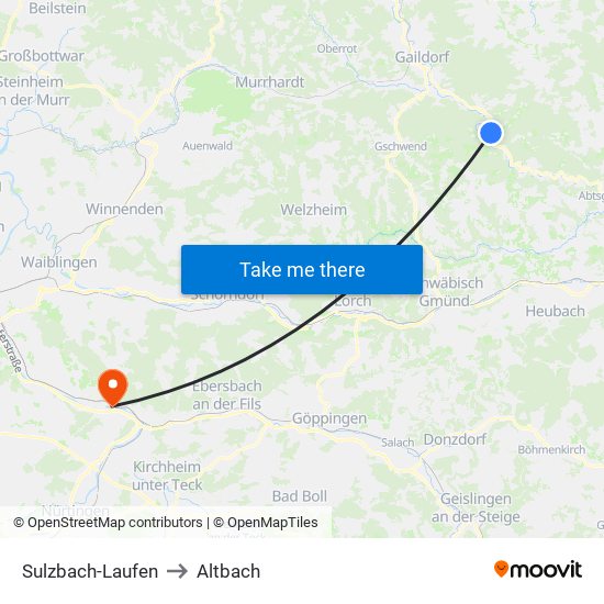 Sulzbach-Laufen to Altbach map