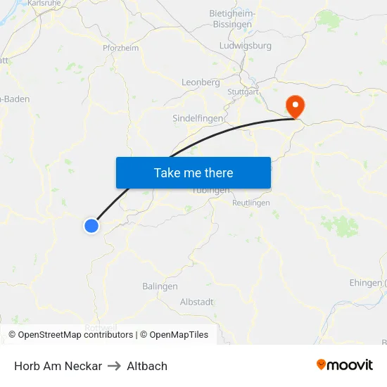Horb Am Neckar to Altbach map