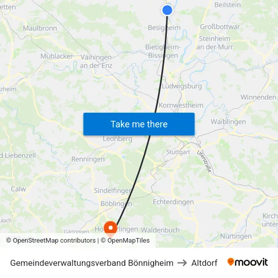 Gemeindeverwaltungsverband Bönnigheim to Altdorf map