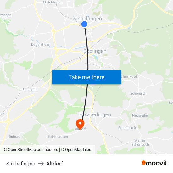 Sindelfingen to Altdorf map