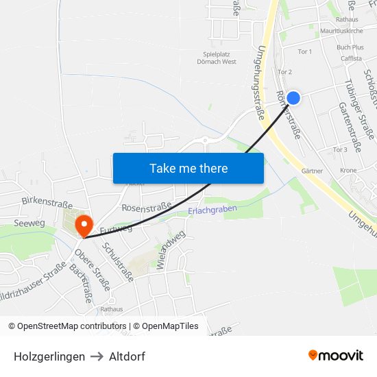 Holzgerlingen to Altdorf map