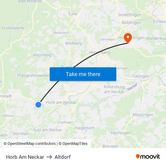 Horb Am Neckar to Altdorf map