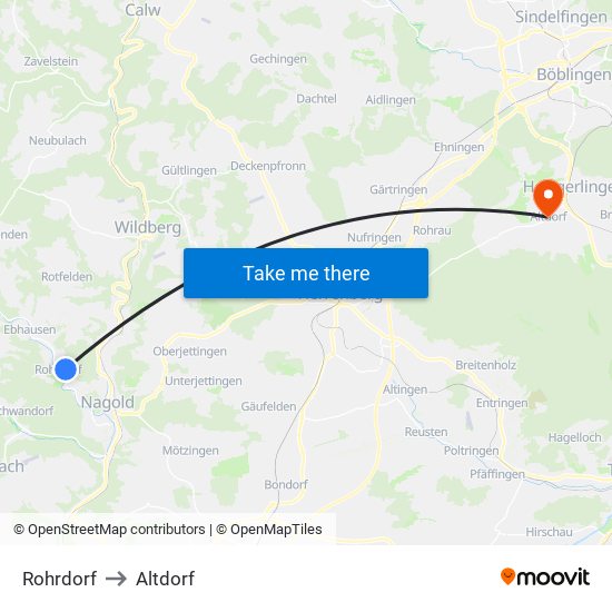 Rohrdorf to Altdorf map