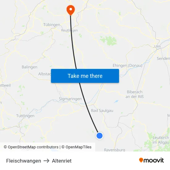 Fleischwangen to Altenriet map